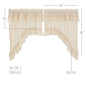 Muslin Ruffled Unbleached Natural Swag Set of 2 36x36x16