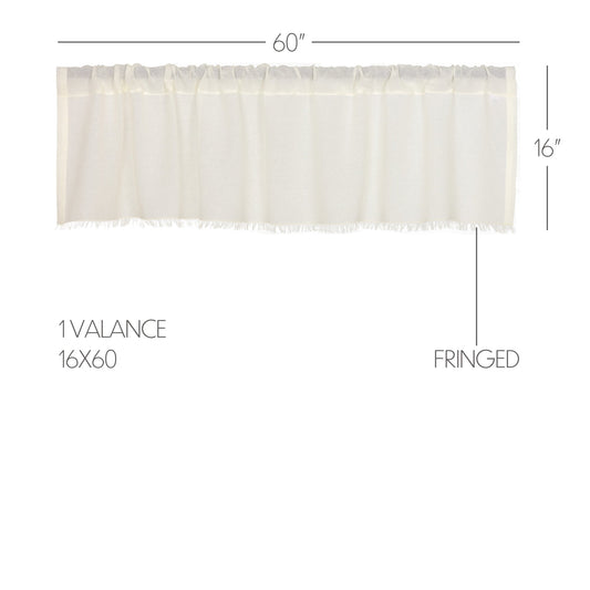 Tobacco Cloth Antique White Valance Fringed 16x60