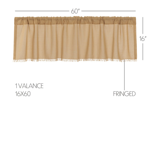 Tobacco Cloth Khaki Valance Fringed 16x60