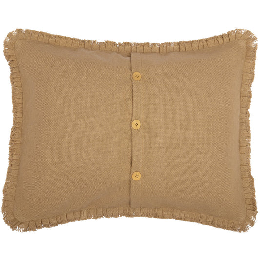 Burlap Natural Standard Sham w/ Fringed Ruffle 21x27