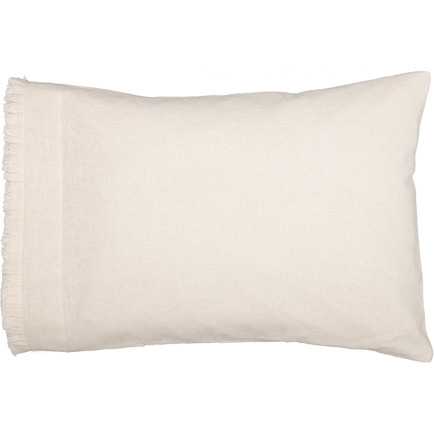 Burlap Antique White Standard Pillow Case w/ Fringed Ruffle Set of 2 21x30