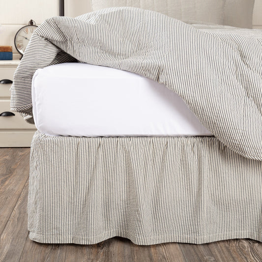Hatteras Seersucker Blue Ticking Stripe Twin Bed Skirt 39x76x16