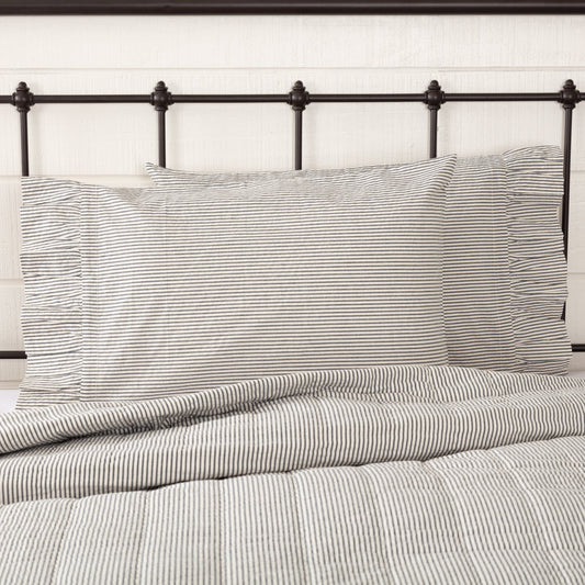 Hatteras Seersucker Blue Ticking Stripe Standard Pillow Case Set of 2