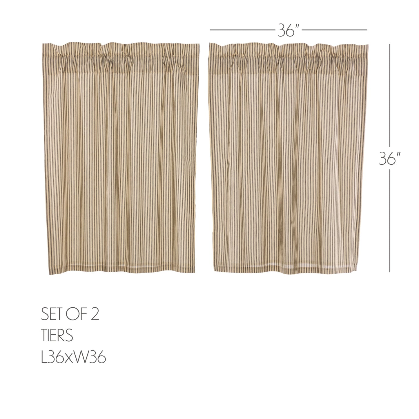 Sawyer Mill Charcoal Ticking Stripe Tier Set of 2 L36xW36