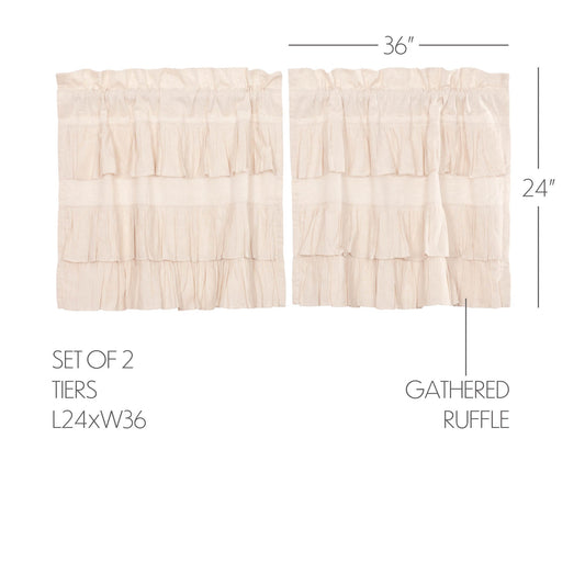Simple Life Flax Natural Ruffled Tier Set of 2 L24xW36