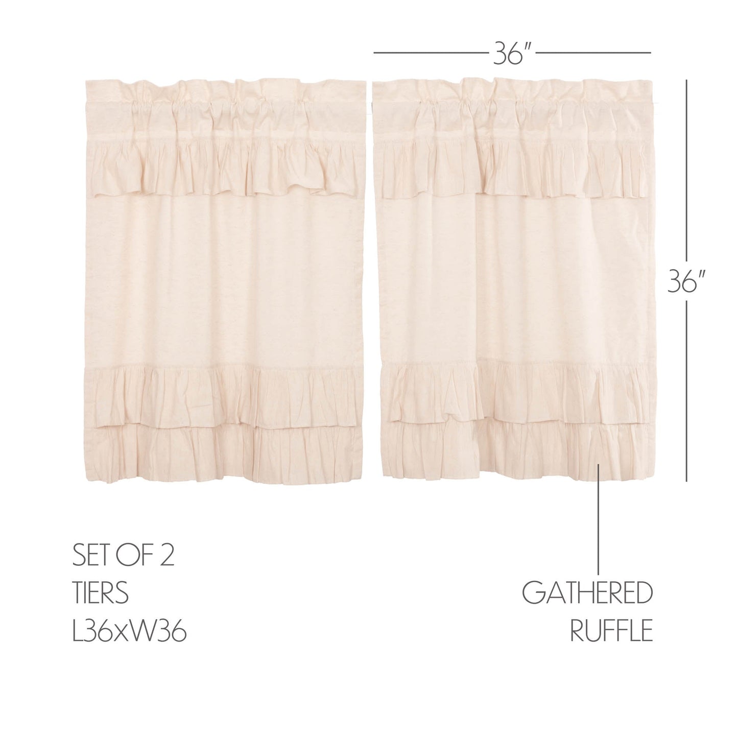 Simple Life Flax Natural Ruffled Tier Set of 2 L36xW36