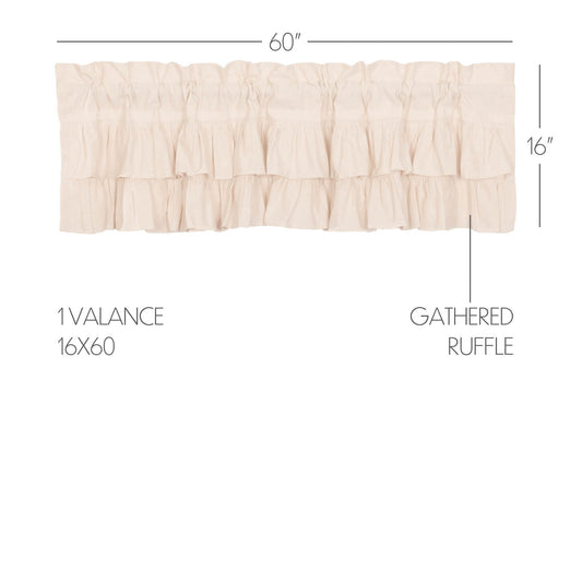 Simple Life Flax Natural Ruffled Valance 16x60