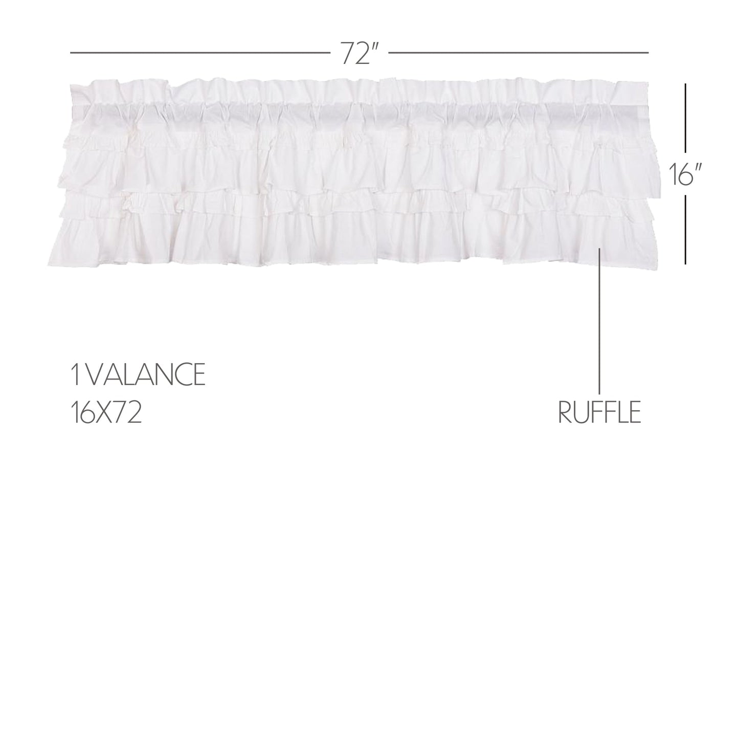 Muslin Ruffled Bleached White Valance 16x72