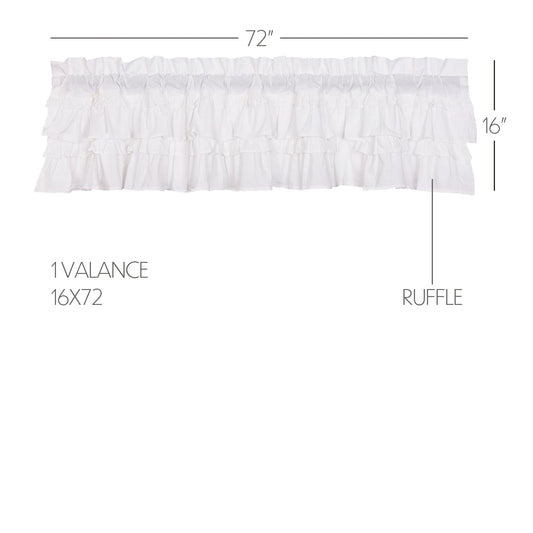 Muslin Ruffled Bleached White Valance 16x72