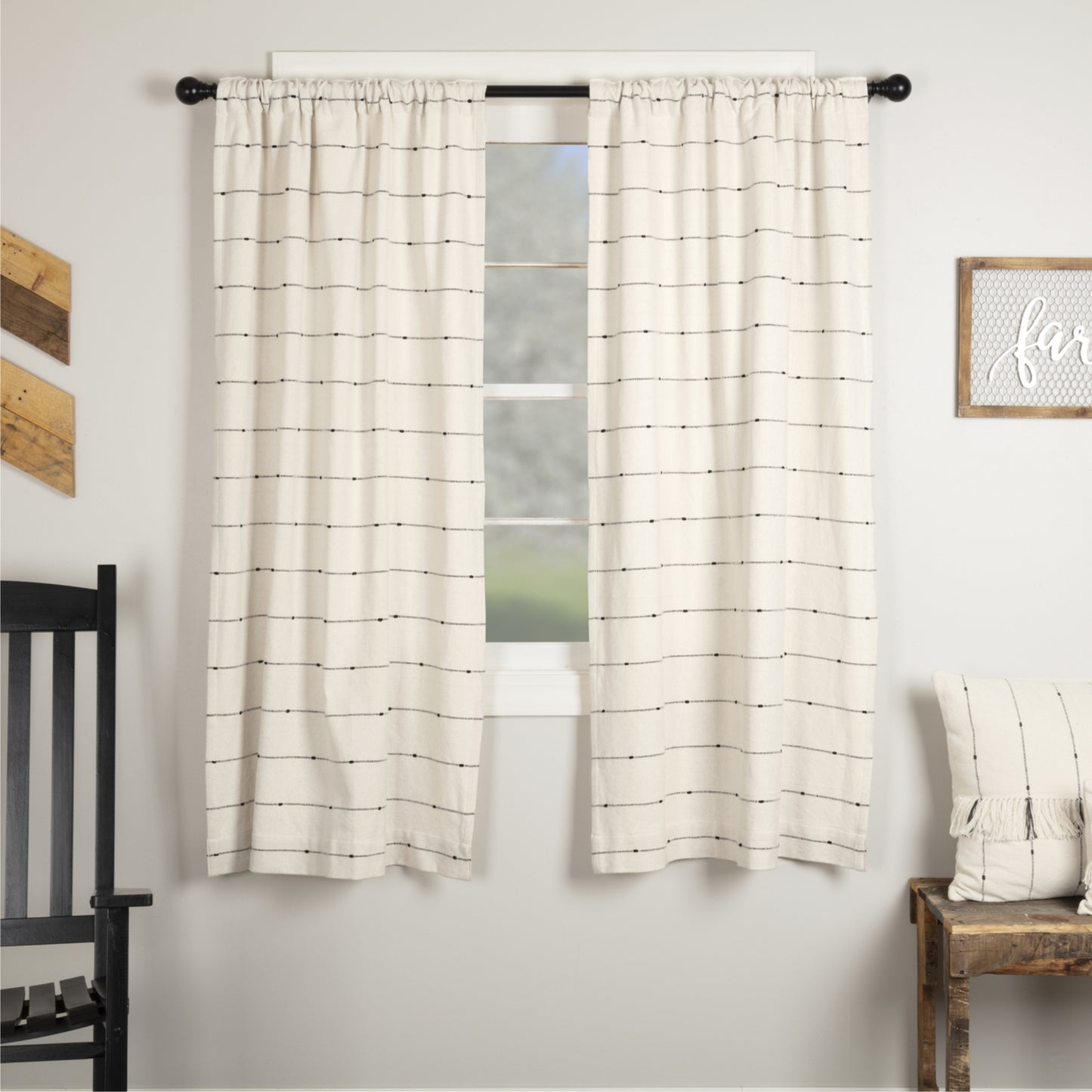 Farmcloth Stripe Short Panel Set of 2 63Lx36W