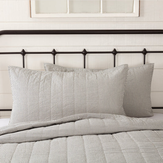 Hatteras Seersucker Blue Ticking Stripe King Sham