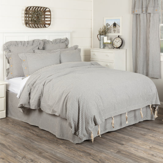 Farmhouse Ticking Gray Queen Duvet Cover 92Lx92W