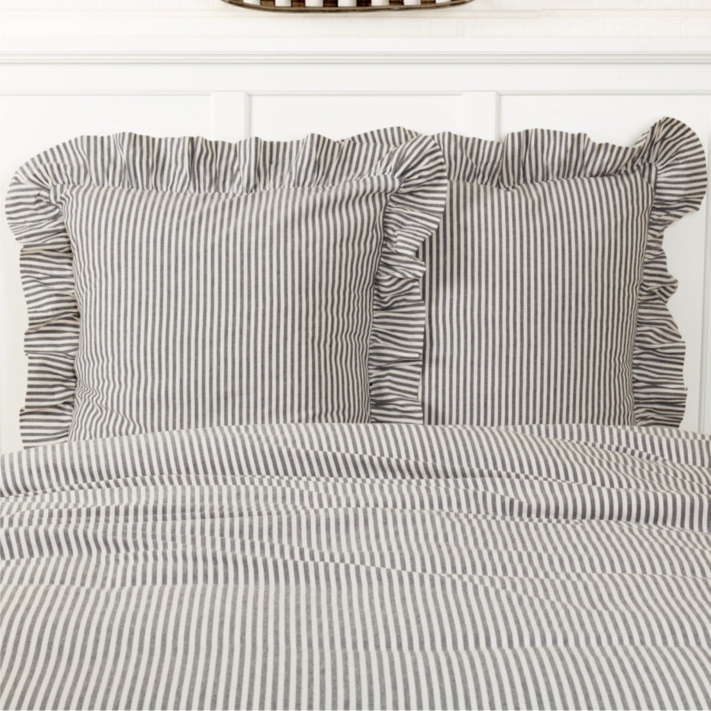 Farmhouse Ticking Gray Fabric Euro Sham
