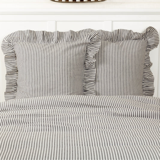 Farmhouse Ticking Gray Fabric Euro Sham