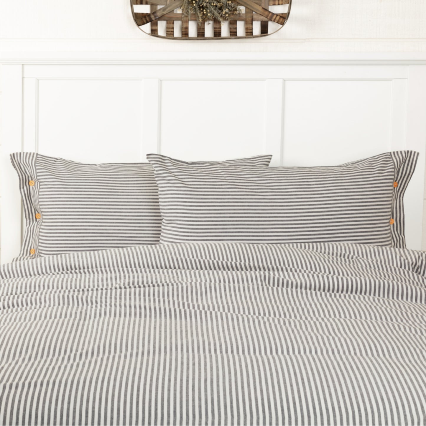 Farmhouse Ticking Gray King Sham 37Lx21W