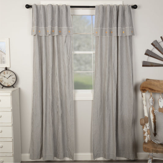 Farmhouse Ticking Gray Panel Set of 2 84Lx40W