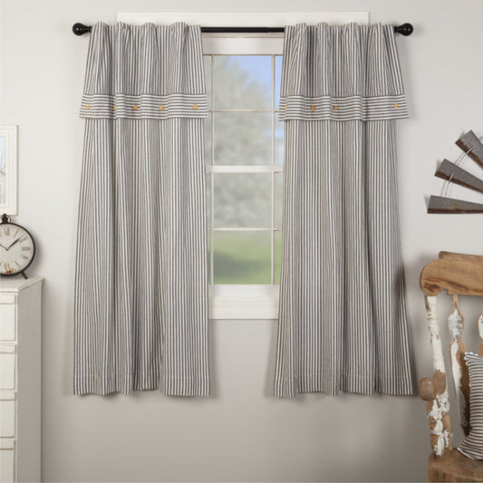 Farmhouse Ticking Gray Short Panel Set of 2
