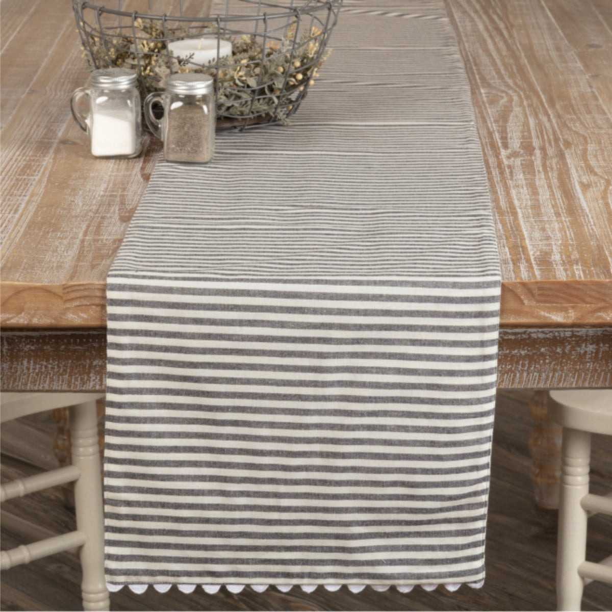 Farmhouse Ticking Gray Runner