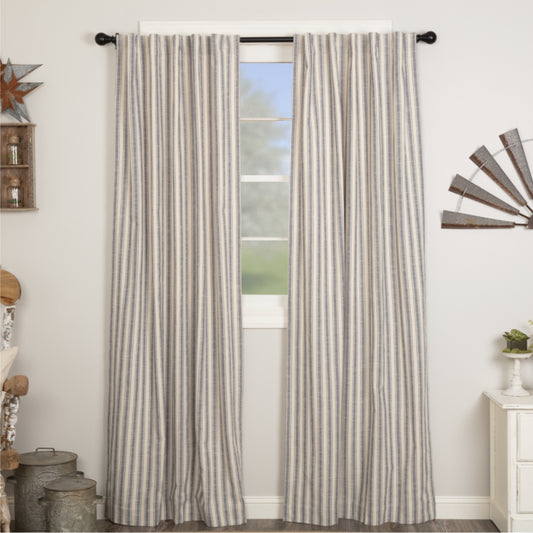 Market Place Blue Ticking Stripe Panel Set of 2 84Lx40W