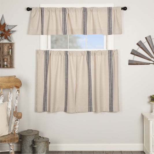 Market Place Blue Grain Sack Stripe Tier Set of 2 36Lx36W