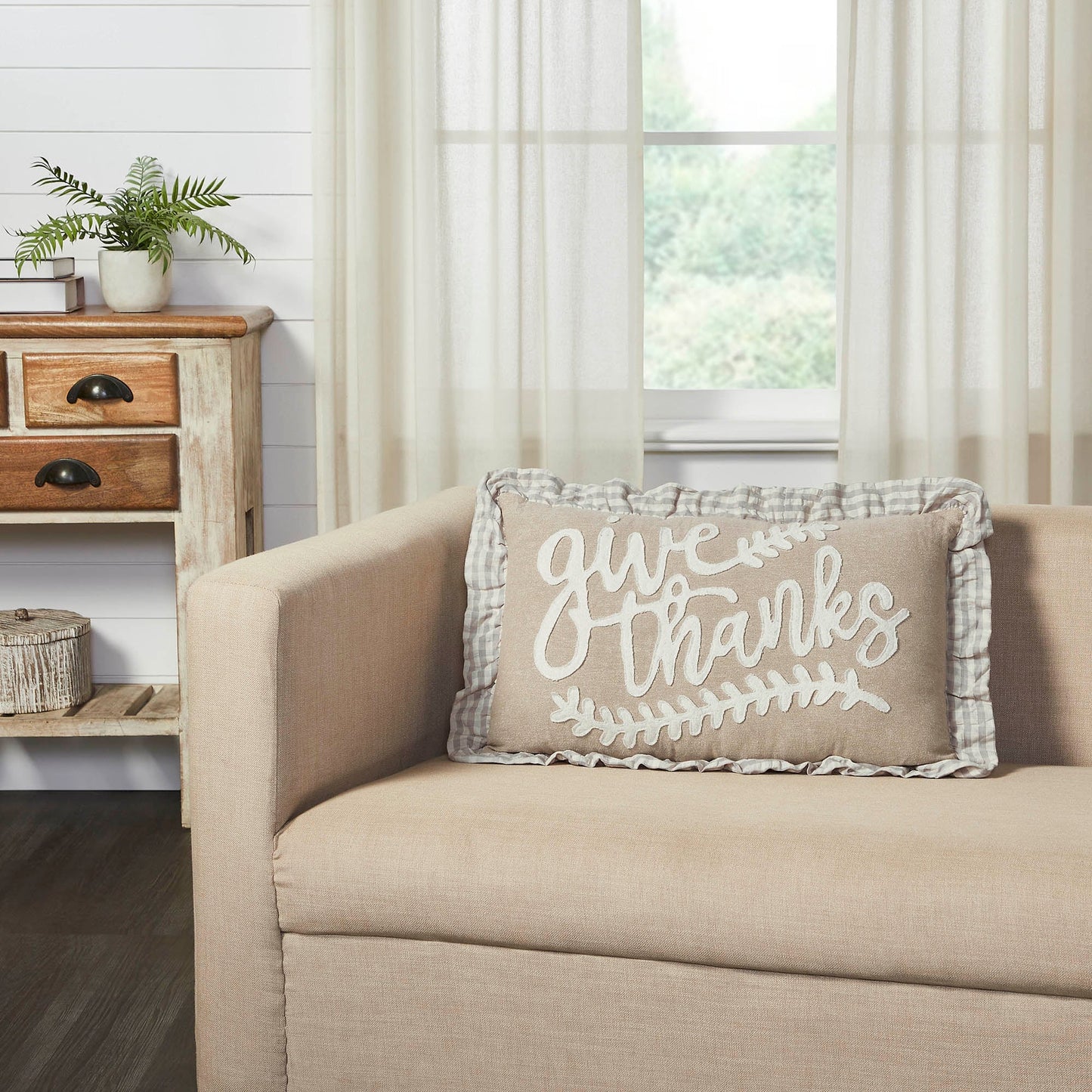 Grace Give Thanks Fall Thanksgiving Harvest Farmhouse Decorative Throw Pillow, Inch Embroidered Cotton Accent