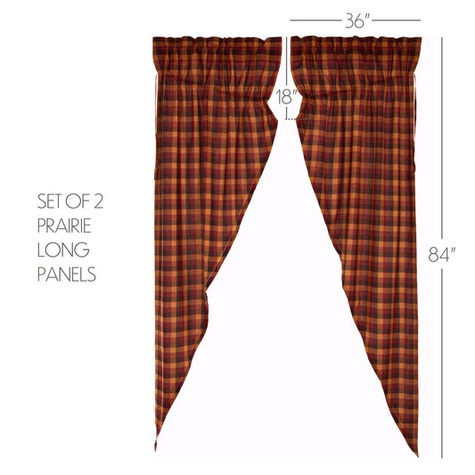 Heritage Farms Primitive Check Prairie Long Panel Set of 2 84x36x18
