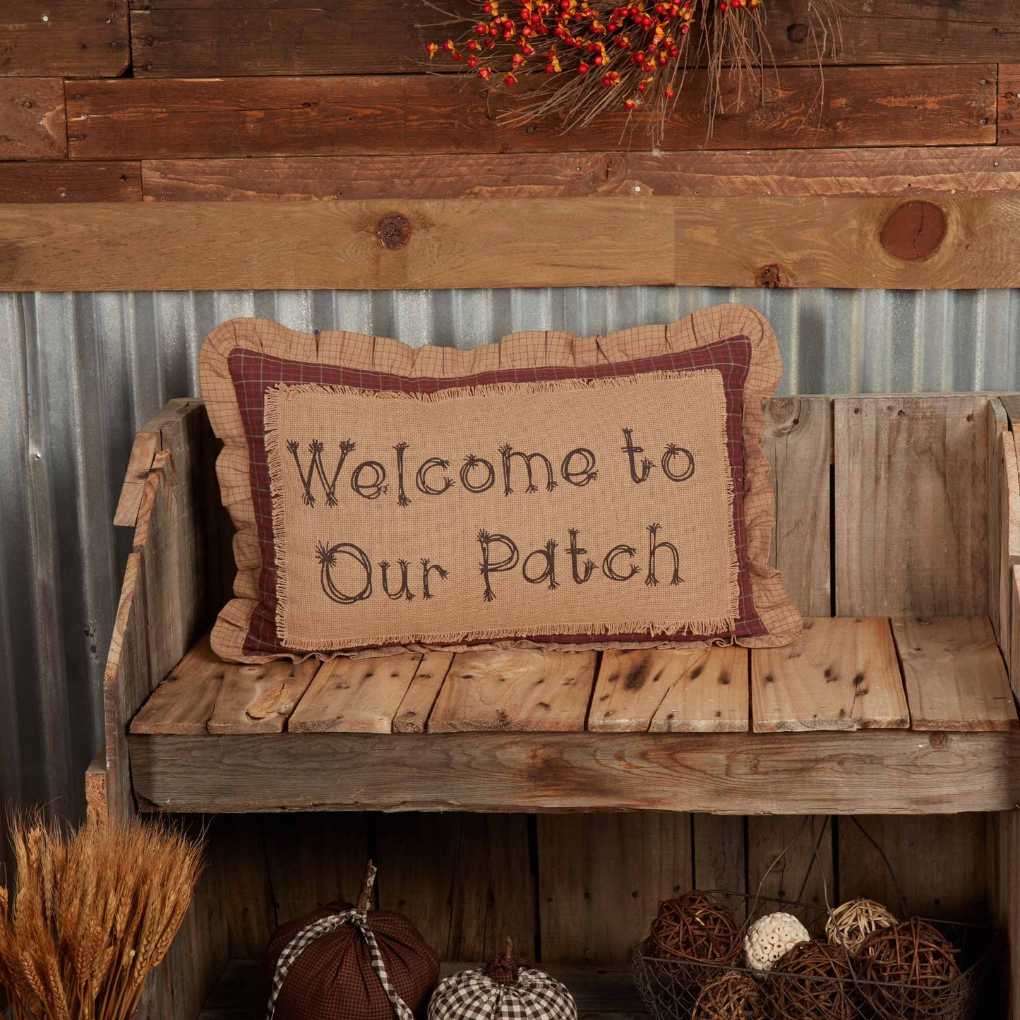 Landon Welcome to Our Patch Farmhouse Decorative Throw Pillow Inch Autumn Fall Harvest Seasonal Accent Cushion