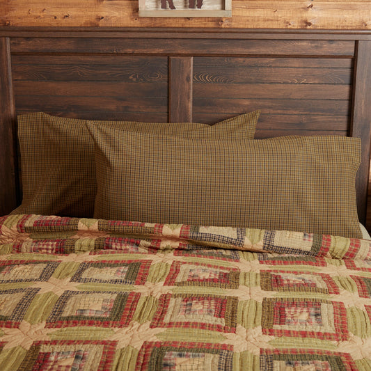Tea Cabin Green Plaid King Pillow Case Set of 2