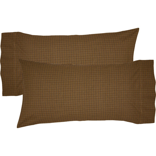 Tea Cabin Green Plaid King Pillow Case Set of 2 21x40