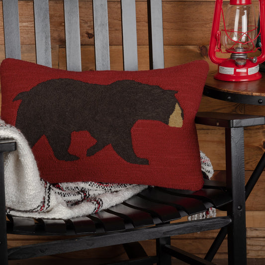 Wyatt Bear Hooked Pillow