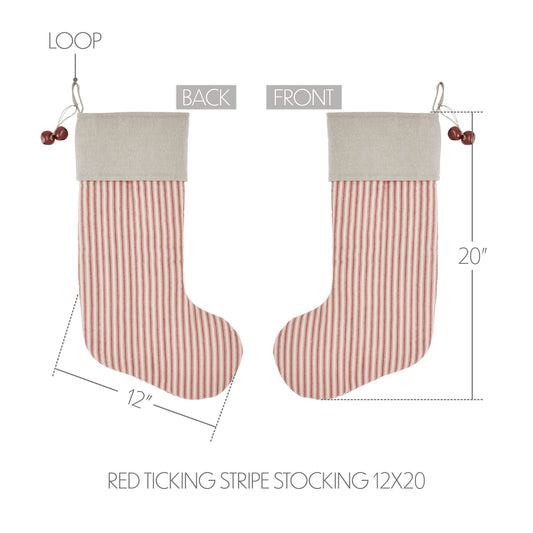 Sawyer Mill Red Ticking Stripe Stocking 12x20