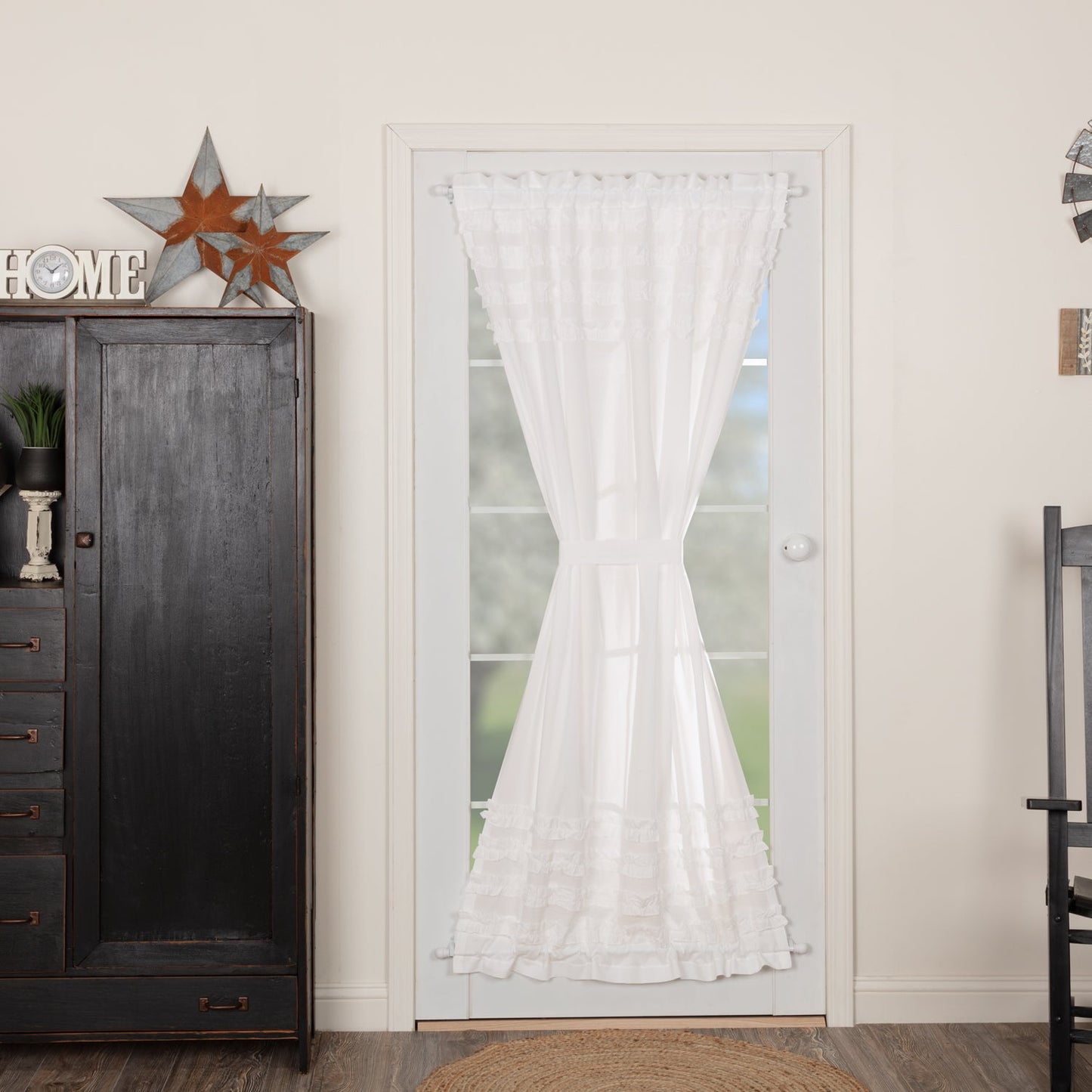 White Ruffled Sheer Petticoat Door Panel