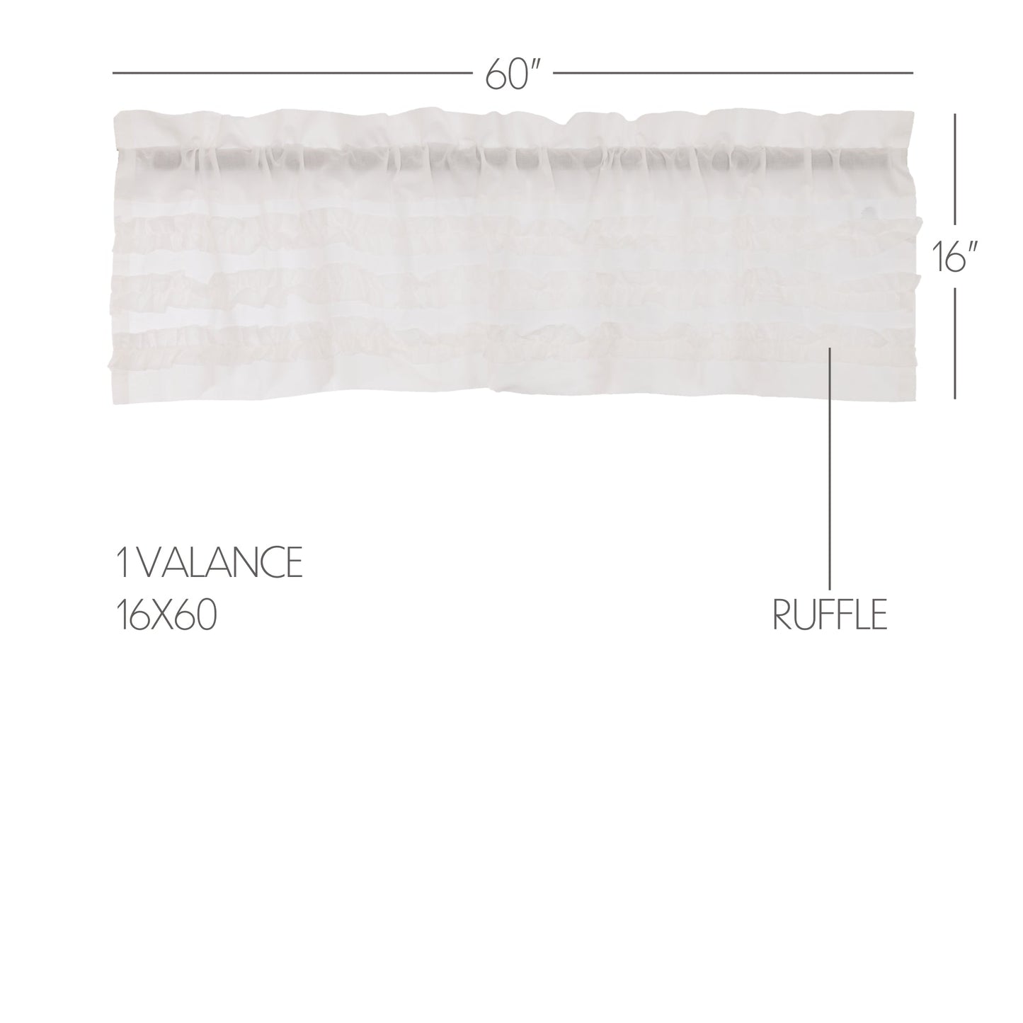 White Ruffled Sheer Petticoat Valance 16x60