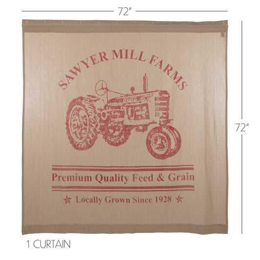 Sawyer Mill Red Tractor Shower Curtain 72x72
