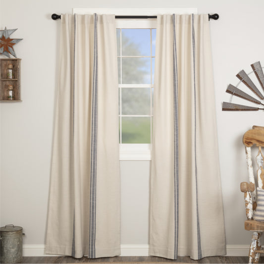 Market Place Blue Grain Sack Stripe Panel Set of 2 96Lx50W