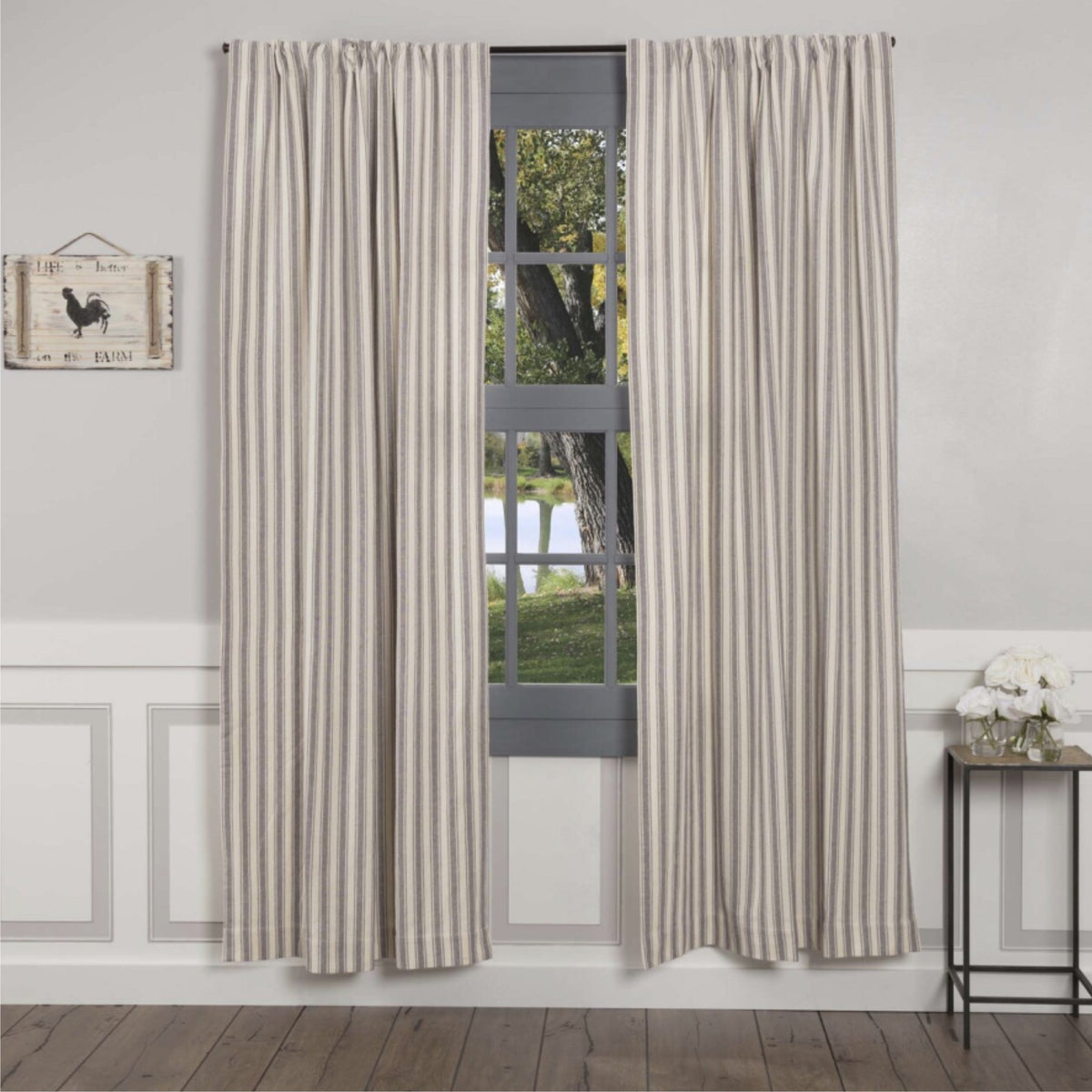 Market Place Gray Ticking Stripe Panel Set of 2 96Lx50W