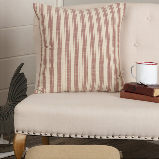 Market Place Red Ticking Stripe Pillow Cover