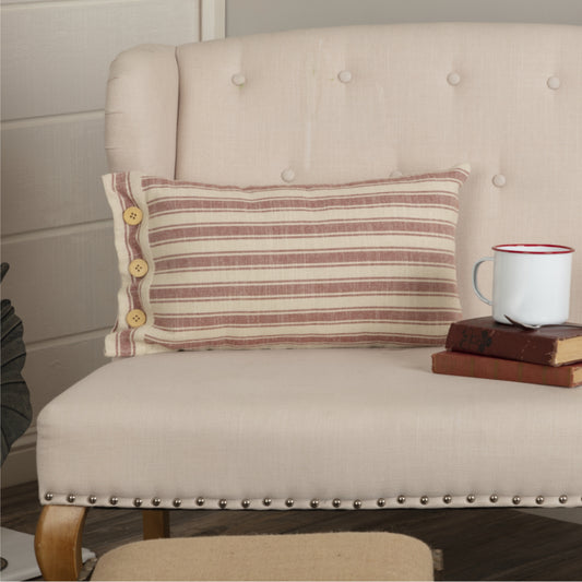 Market Place Red Fabric Pillow Cover 21Lx12W
