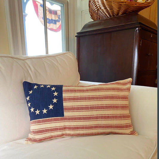 Market Place Red Flag Pillow Cover