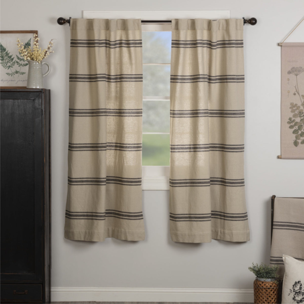 Mill House Stripe Black Short Panel Set of 2