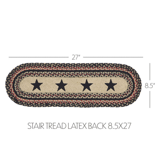 Colonial Star Jute Stair Tread Oval Latex 8.5x27