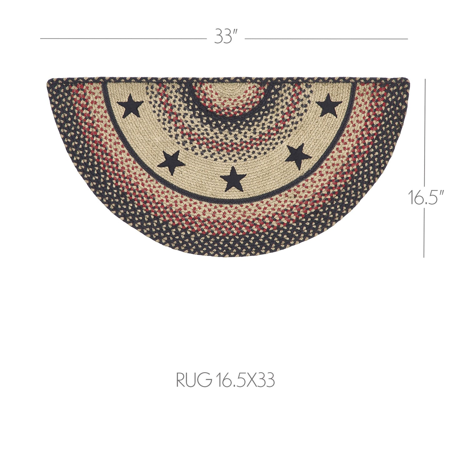 Colonial Star Jute Rug Half Circle 16.5x33