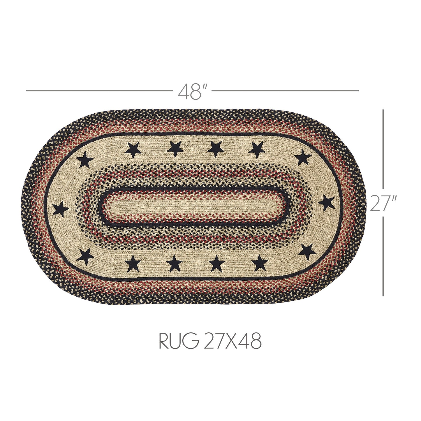 Colonial Star Jute Rug Oval w/ Pad 27x48