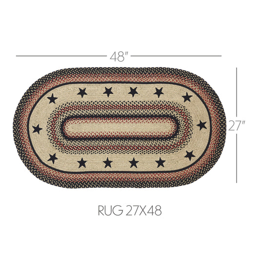 Colonial Star Jute Rug Oval w/ Pad 27x48