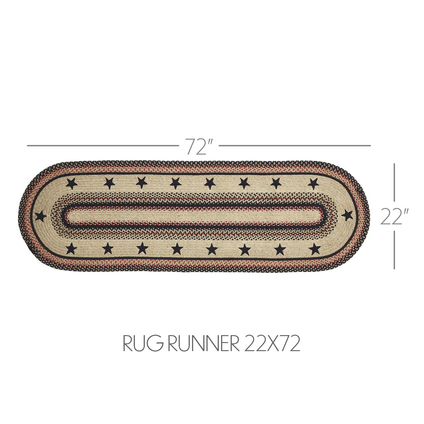 Colonial Star Jute Rug/Runner Oval w/ Pad 22x72