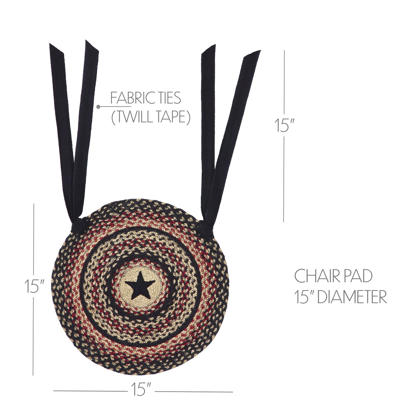 Colonial Star Jute Chair Pad Applique Star 15 inch Diameter