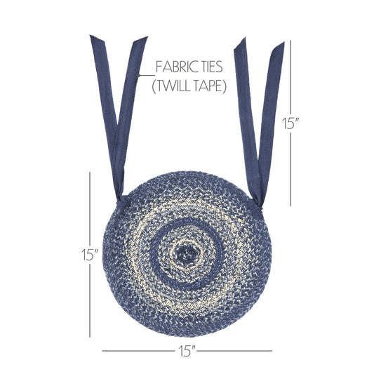 Great Falls Blue Jute Chair Pad 15 inch Diameter