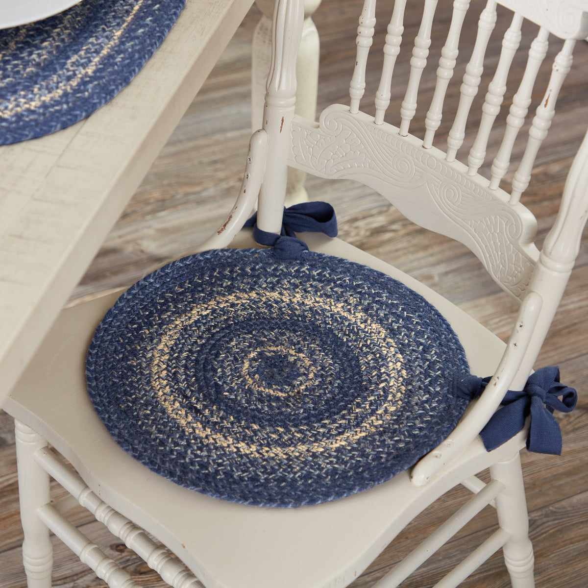 Great Falls Blue Jute Chair Pad Diameter