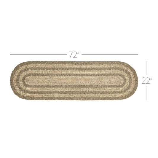 Cobblestone Jute Rug/Runner Oval w/ Pad 22x72