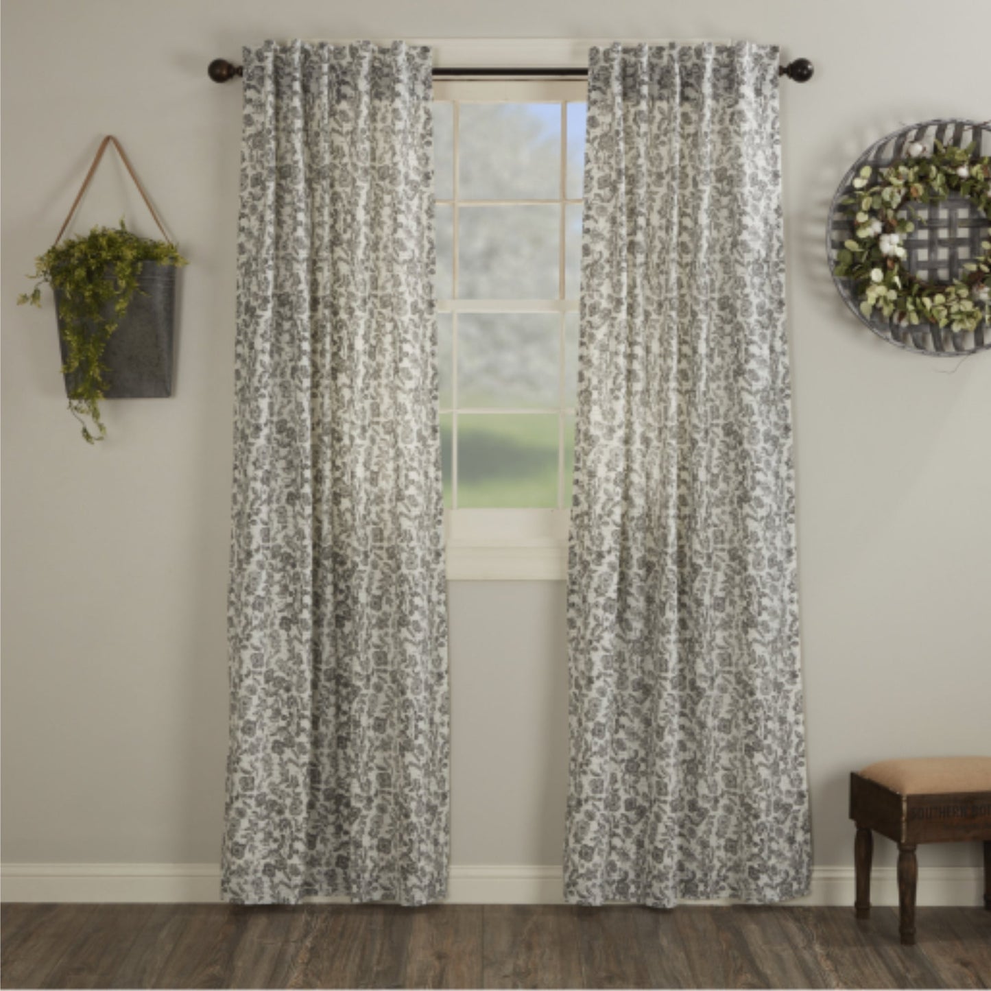 Gray Gables Floral Panel Set of 2 96Lx40W